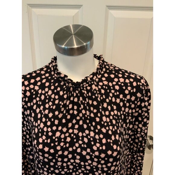 Boden Pink & Black Spotted Ruffle Collar Dress, Size 12L - Picture 2 of 7